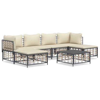 vidaXL Salon de jardin 7 pièces avec coussins anthracite résine tressée