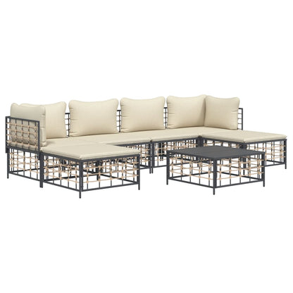 vidaXL Salon de jardin 7 pièces avec coussins anthracite résine tressée