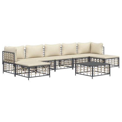 vidaXL Salon de jardin 8 pcs avec coussins Anthracite Résine tressée