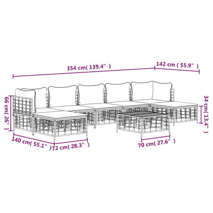 vidaXL Salon de jardin 8 pcs avec coussins Anthracite Résine tressée