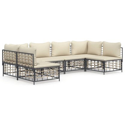 vidaXL Salon de jardin 6 pcs avec coussins Anthracite Résine tressée