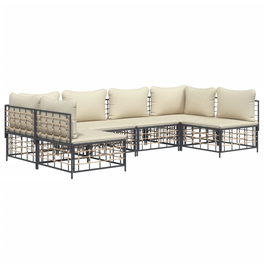 vidaXL Salon de jardin 6 pcs avec coussins Anthracite Résine tressée