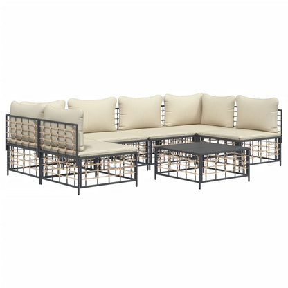 vidaXL Salon de jardin 7 pièces avec coussins anthracite résine tressée