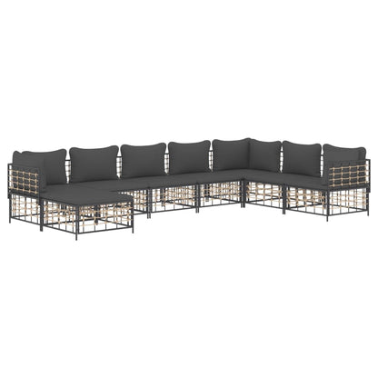 vidaXL Salon de jardin 8 pcs avec coussins Anthracite Résine tressée