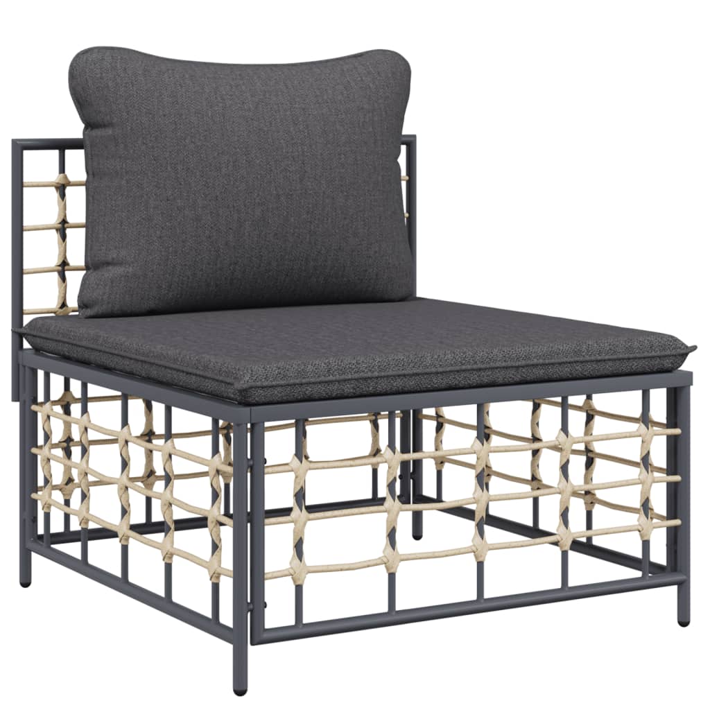 vidaXL Salon de jardin 9 pcs avec coussins anthracite résine tressée