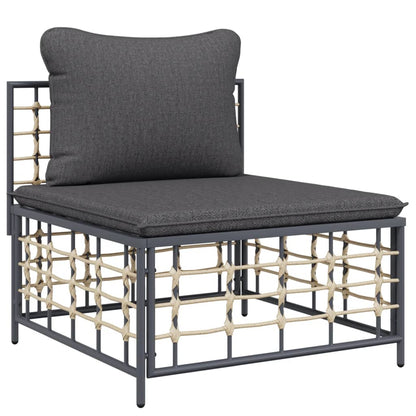 vidaXL Salon de jardin 8 pcs avec coussins Anthracite Résine tressée