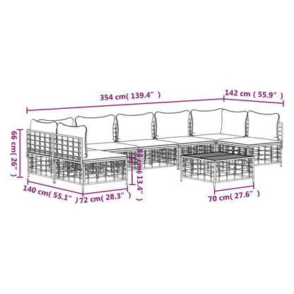vidaXL Salon de jardin 8 pcs avec coussins Anthracite Résine tressée