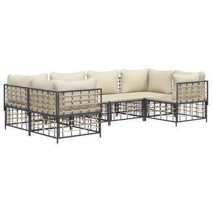 vidaXL Salon de jardin 6 pcs avec coussins Anthracite Résine tressée
