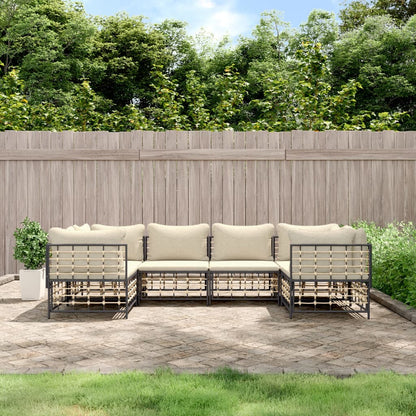vidaXL Salon de jardin 6 pcs avec coussins Anthracite Résine tressée