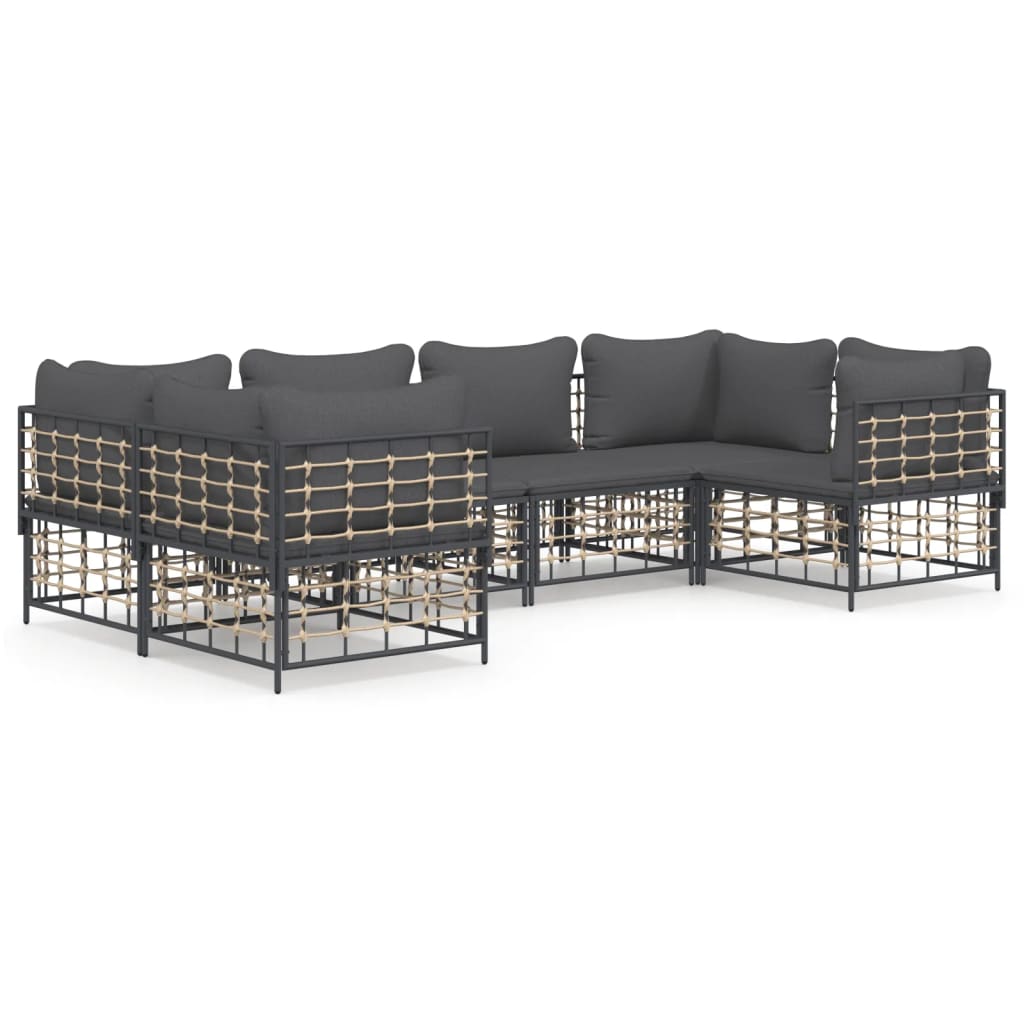 vidaXL Salon de jardin 6 pcs avec coussins Anthracite Résine tressée