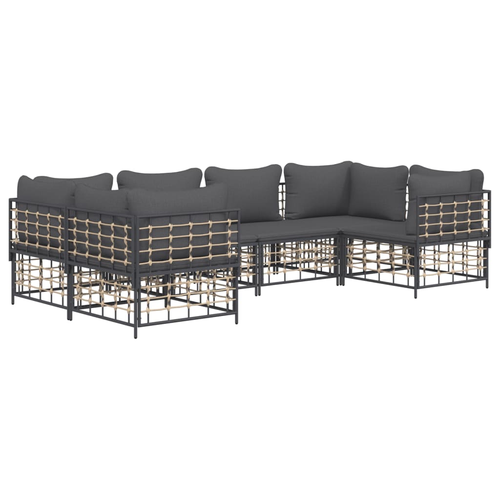 vidaXL Salon de jardin 6 pcs avec coussins Anthracite Résine tressée