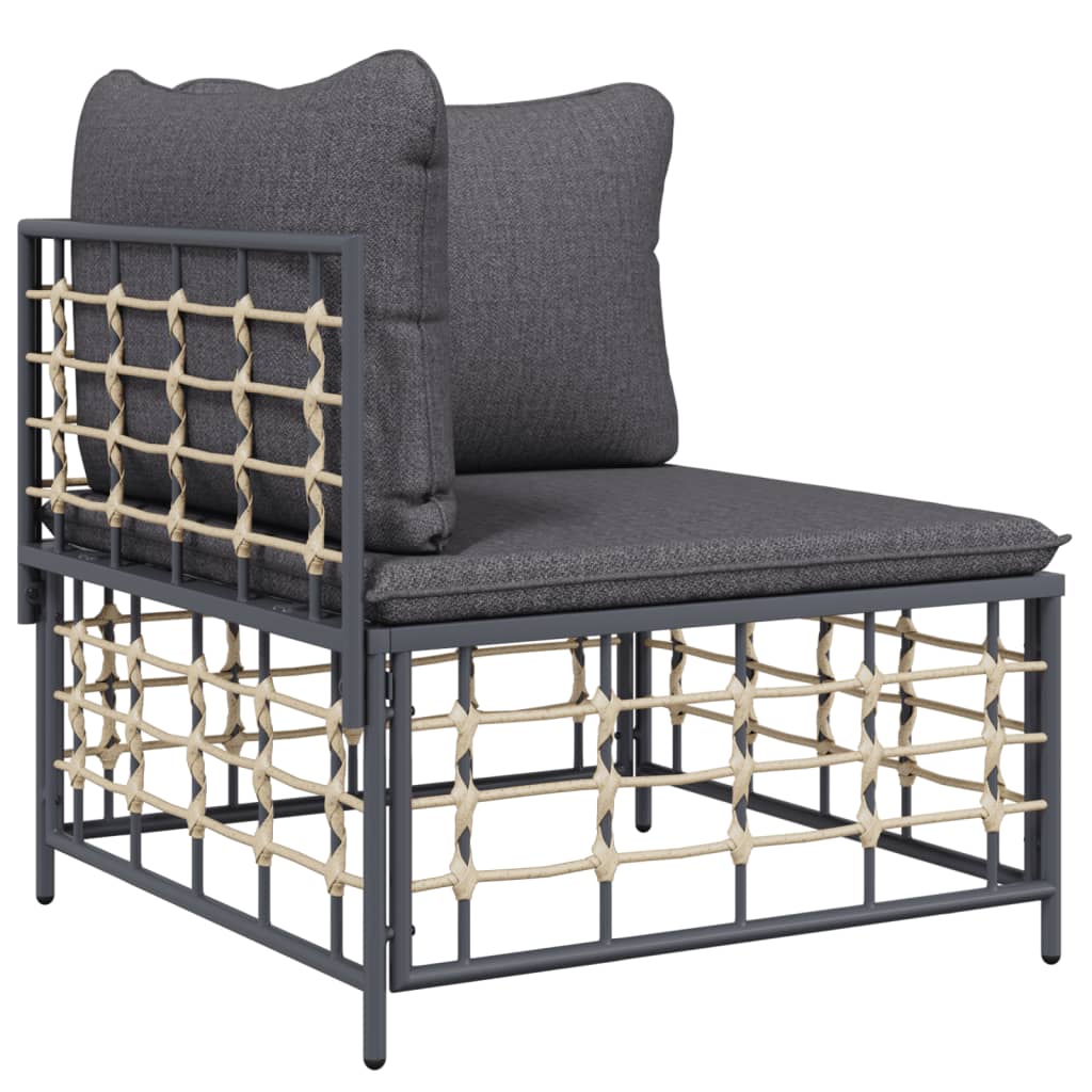 vidaXL Salon de jardin 6 pcs avec coussins Anthracite Résine tressée