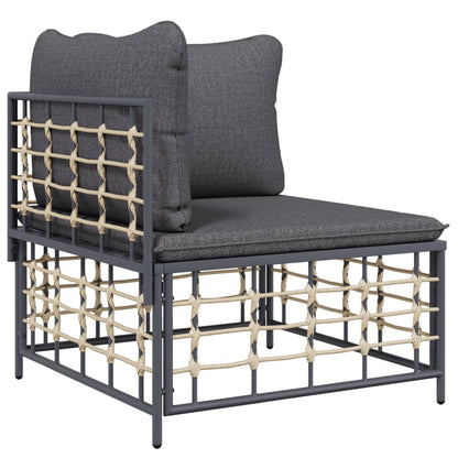 vidaXL Salon de jardin 6 pcs avec coussins Anthracite Résine tressée