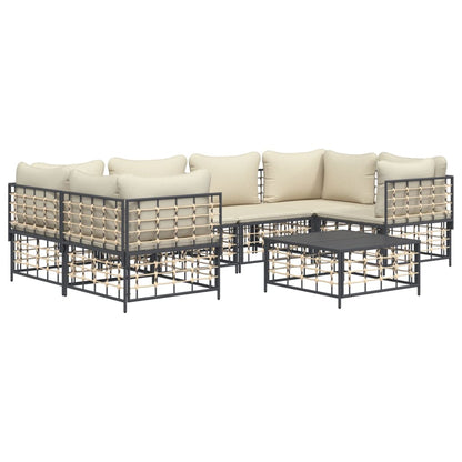 vidaXL 7-tlg. Garten-Lounge-Set mit Kissen Anthrazit Poly Rattan