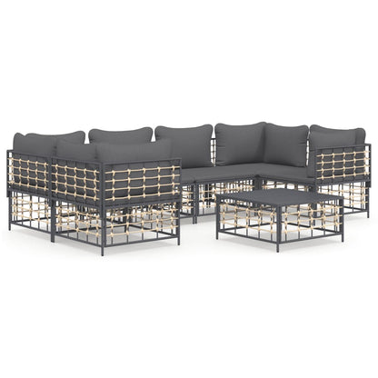 vidaXL Salon de jardin 7 pièces avec coussins anthracite résine tressée