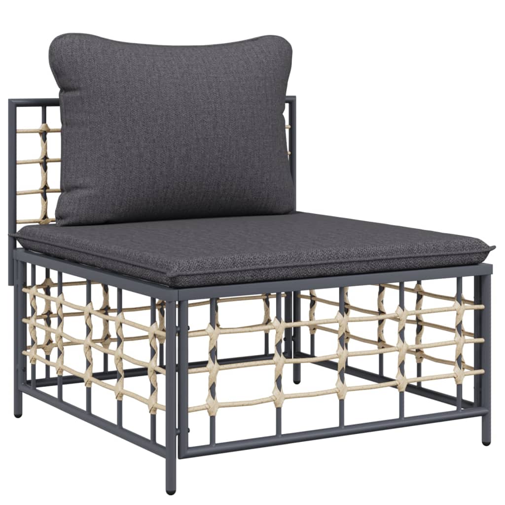 vidaXL Salon de jardin 7 pièces avec coussins anthracite résine tressée