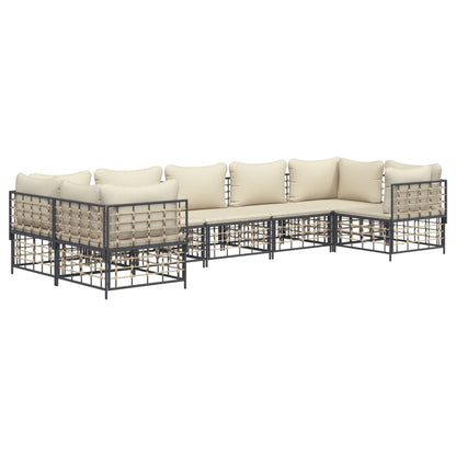 vidaXL Salon de jardin 7 pièces avec coussins anthracite résine tressée