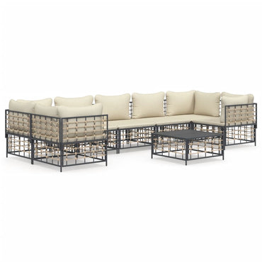 vidaXL Salon de jardin 8 pcs avec coussins Anthracite Résine tressée