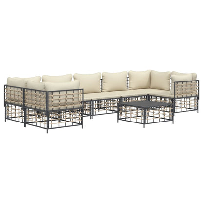 vidaXL Salon de jardin 8 pcs avec coussins Anthracite Résine tressée