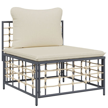 vidaXL Salon de jardin 8 pcs avec coussins Anthracite Résine tressée