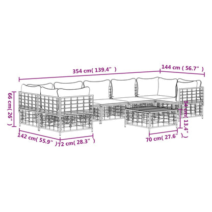 vidaXL Salon de jardin 8 pcs avec coussins Anthracite Résine tressée