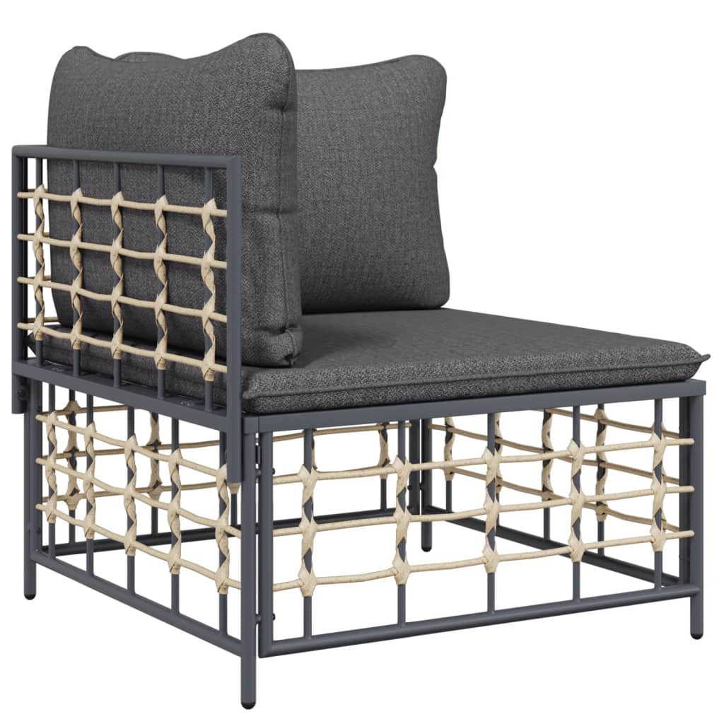 vidaXL Salon de jardin 8 pcs avec coussins Anthracite Résine tressée