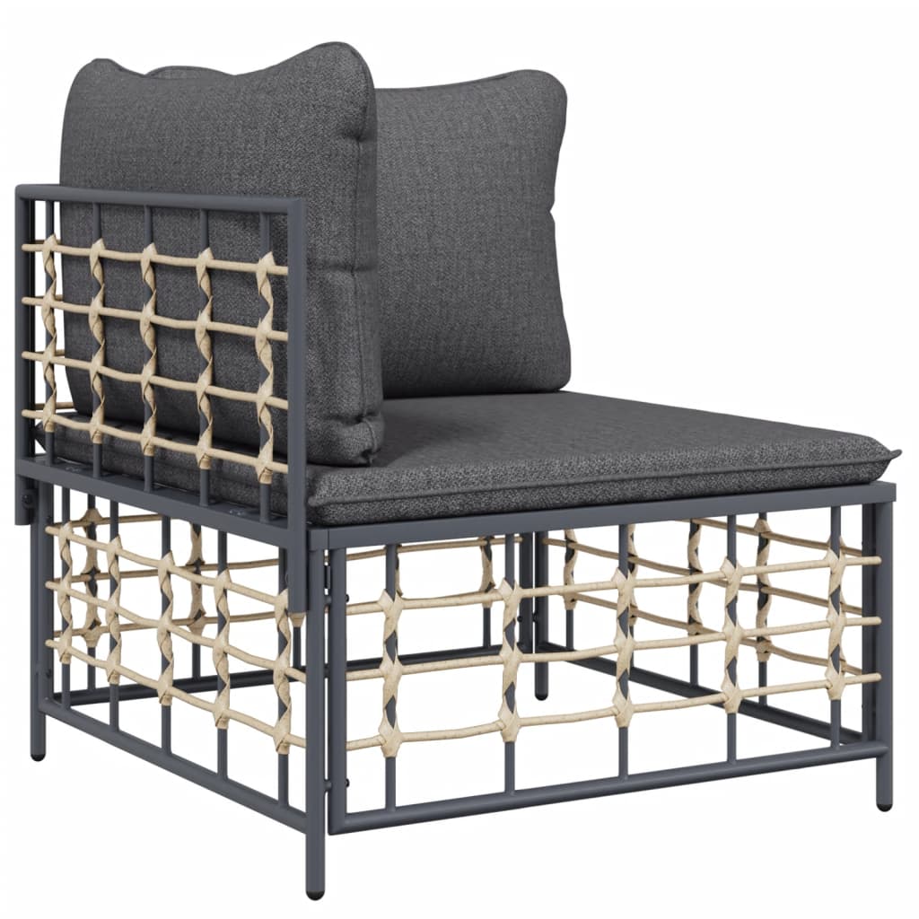 vidaXL Salon de jardin 10 pcs avec coussins anthracite résine tressée