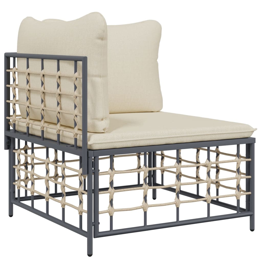 vidaXL Salon de jardin 11 pièces avec coussins Résine tressée anthracite