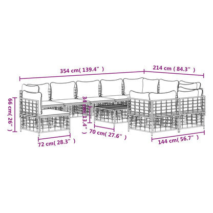 vidaXL Salon de jardin 11 pièces avec coussins Résine tressée anthracite