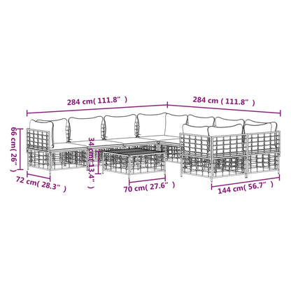 vidaXL Salon de jardin 9 pcs avec coussins anthracite résine tressée