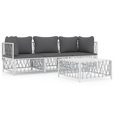 vidaXL Ensemble de mobilier de jardin 4 pcs avec coussins Blanc Acier