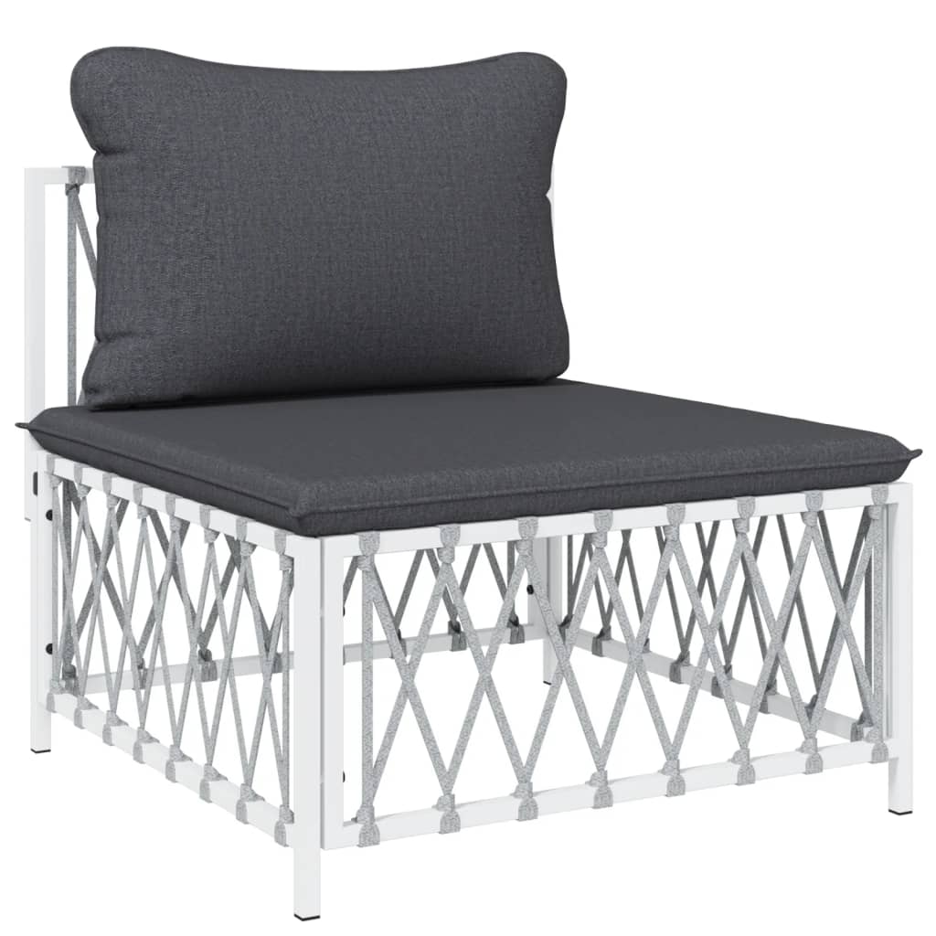 vidaXL Ensemble de mobilier de jardin 4 pcs avec coussins Blanc Acier