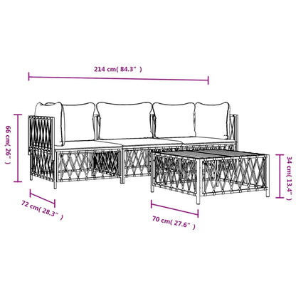 vidaXL Ensemble de mobilier de jardin 4 pcs avec coussins Blanc Acier