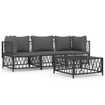 vidaXL Salon de jardin 4 pcs avec coussins anthracite acier
