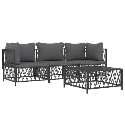 vidaXL Salon de jardin 4 pcs avec coussins anthracite acier
