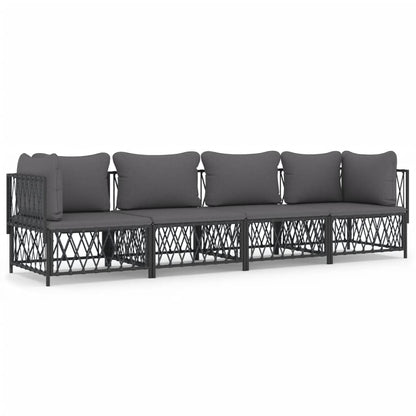 vidaXL Salon de jardin 4 pcs avec coussins anthracite acier
