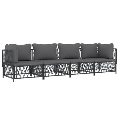 vidaXL Salon de jardin 4 pcs avec coussins anthracite acier