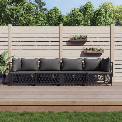 vidaXL Salon de jardin 4 pcs avec coussins anthracite acier