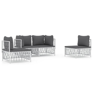 vidaXL Ensemble de mobilier de jardin 4 pcs avec coussins Blanc Acier