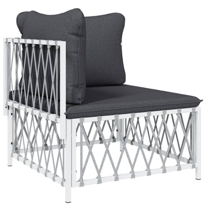 vidaXL Ensemble de mobilier de jardin 4 pcs avec coussins Blanc Acier