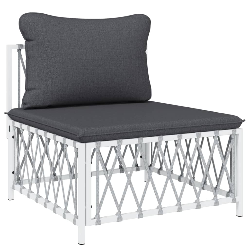 vidaXL Ensemble de mobilier de jardin 4 pcs avec coussins Blanc Acier