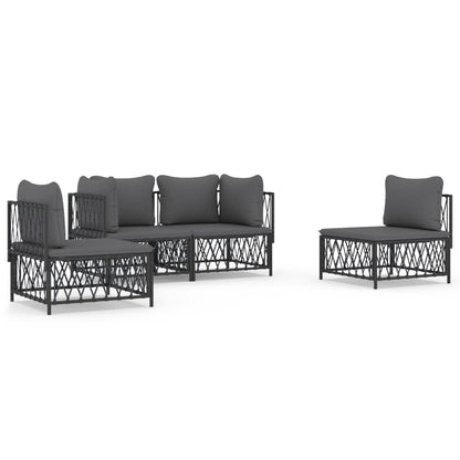 vidaXL Salon de jardin 4 pcs avec coussins anthracite acier