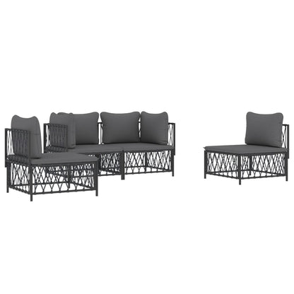 vidaXL Salon de jardin 4 pcs avec coussins anthracite acier