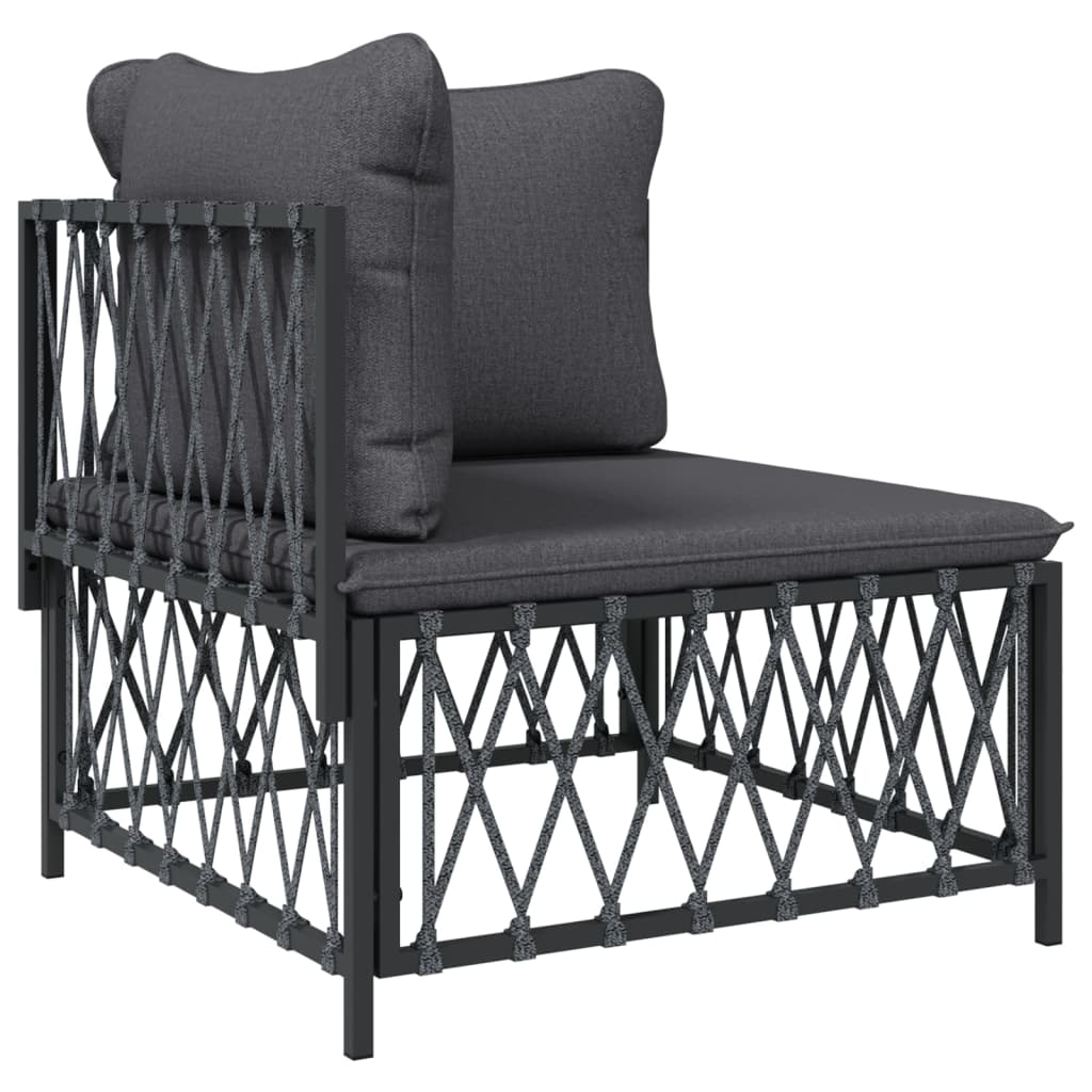 vidaXL Salon de jardin 4 pcs avec coussins anthracite acier