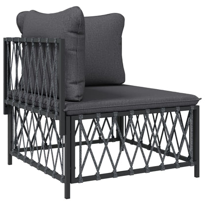 vidaXL Salon de jardin 4 pcs avec coussins anthracite acier