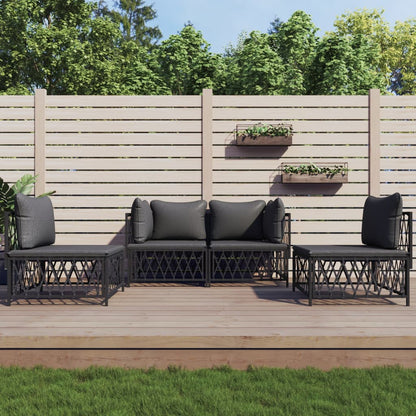 vidaXL Salon de jardin 4 pcs avec coussins anthracite acier
