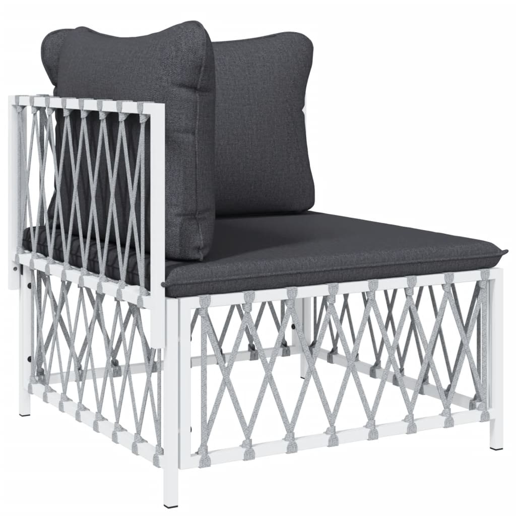 vidaXL Ensemble de mobilier de jardin 4 pcs avec coussins Blanc Acier