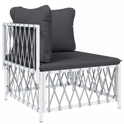 vidaXL Ensemble de mobilier de jardin 4 pcs avec coussins Blanc Acier