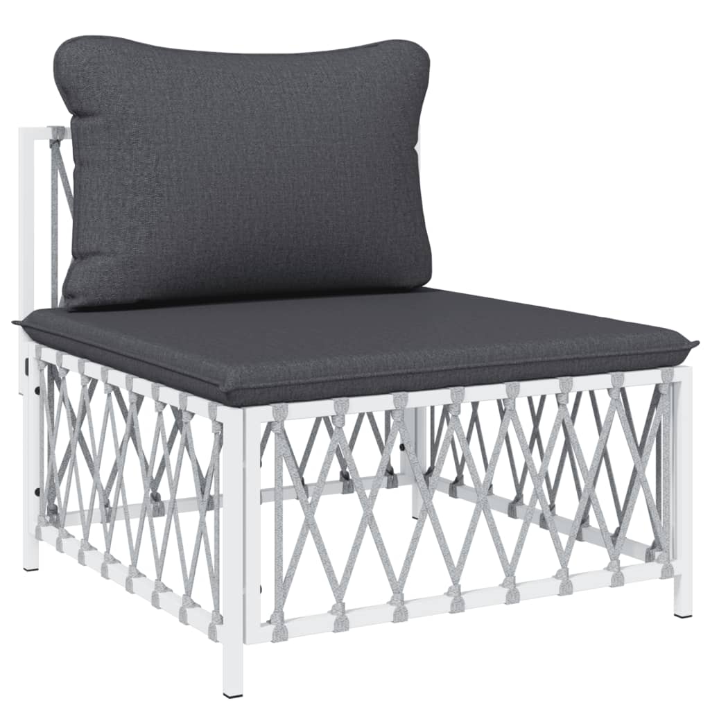 vidaXL Ensemble de mobilier de jardin 4 pcs avec coussins Blanc Acier