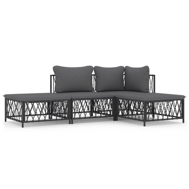 vidaXL Salon de jardin 4 pcs avec coussins anthracite acier